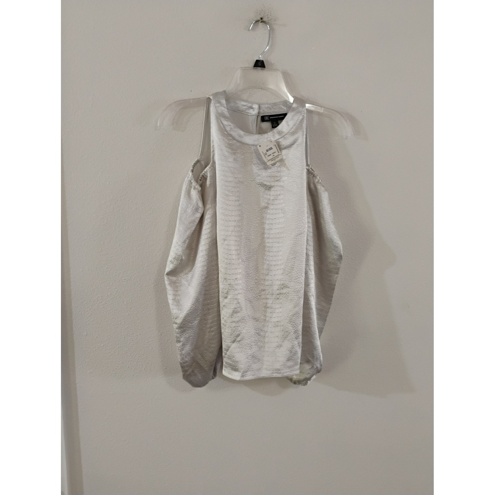 INC International Concepts Silver Snakeskin Cold Shoulder Blouse NWT Small